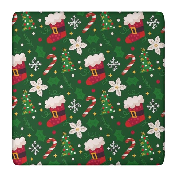Christmas Festive Tablecloth with All-Around Elastic, 36x36 Square, Wrinkle-Resistant Fabric Perfect for Christmas Dinner and New Year Celebrations