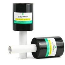 BOMEI PACK 2 Pack Industrial Black Mini Stretch Wrap with Handle 5inch 1000Ft 80Gauge for Moving, Packing