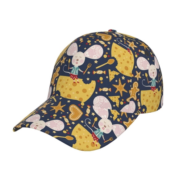 Sikiie Mouse Cheese Print Unisex Vintage Washed Unstructured Baseball Cap Soft Cap Adjustable Unisex Baseball Hat Dad Hat
