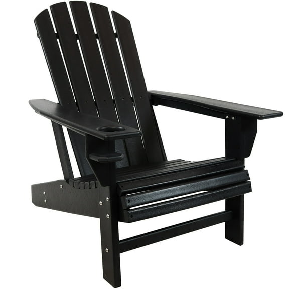 Sunnydaze Lake-Style All-Weather Plastic Adirondack Chair - Black
