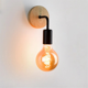 thumbnail image 2 of Wood Wall Lamp Vintage Sconce Wall Lights Fixture E27 Bedside Retro Lamp Industrial Decor Dining Room Bedroom Light, 2 of 5