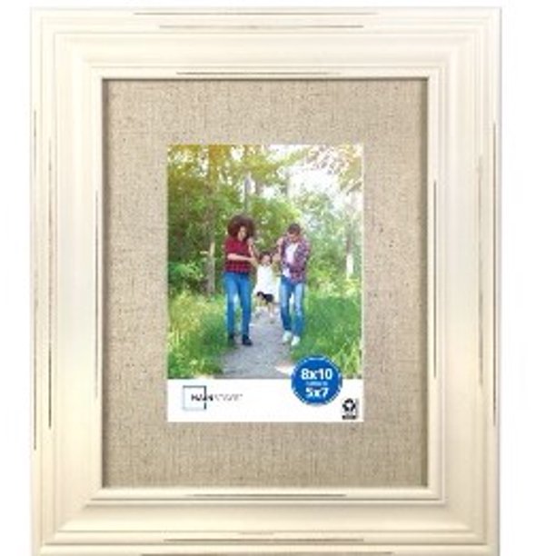Mainstays 5” x 7” Matted to 3.5” x 5” White Distressed Picture Frame