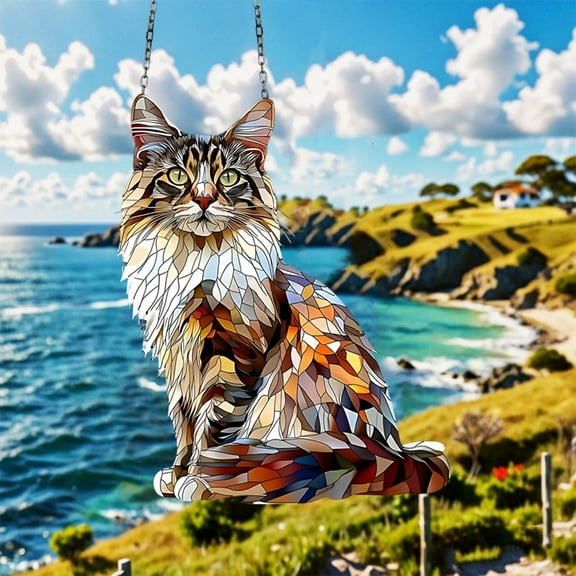 sruoe Suncatchers Windows Hanging, Indoor Outdoor Sun Catchers Ornaments, Cats Sunlight Catcher, Colorful Acrylic Window Hanging Decoration for Garden Wall Hang Decor