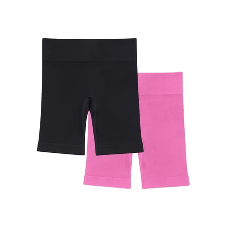 Athletic Works Girl's Ribbed Biker Short, 2-Pack, Sizes 4-18