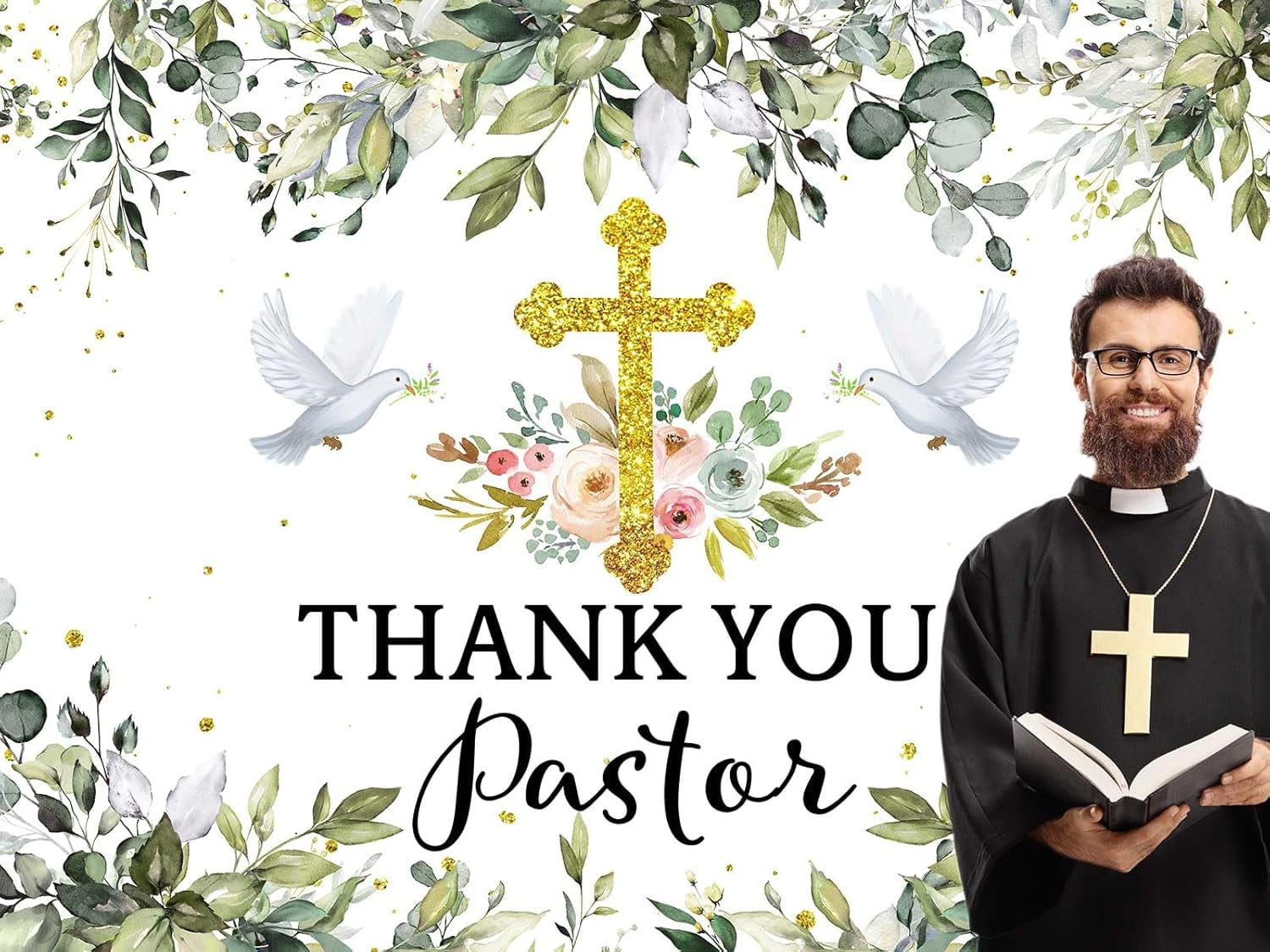 Thank You Pastor Backdrop 10 x 8 ft, Pastor Appreciation Day We Appreciate All You Do Background Lord Pray Religious New Born Baby Shower Church Events Banner Party Studio Props