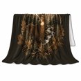 thumbnail image 2 of Antlered Deer Within Woodland Stream Foliage Wreath, Soft Flannel Blanket with Rustic Wildlife Illustration Print, Housewarming Gift and Home Decor for Bedroom and Living Room, 2 of 7