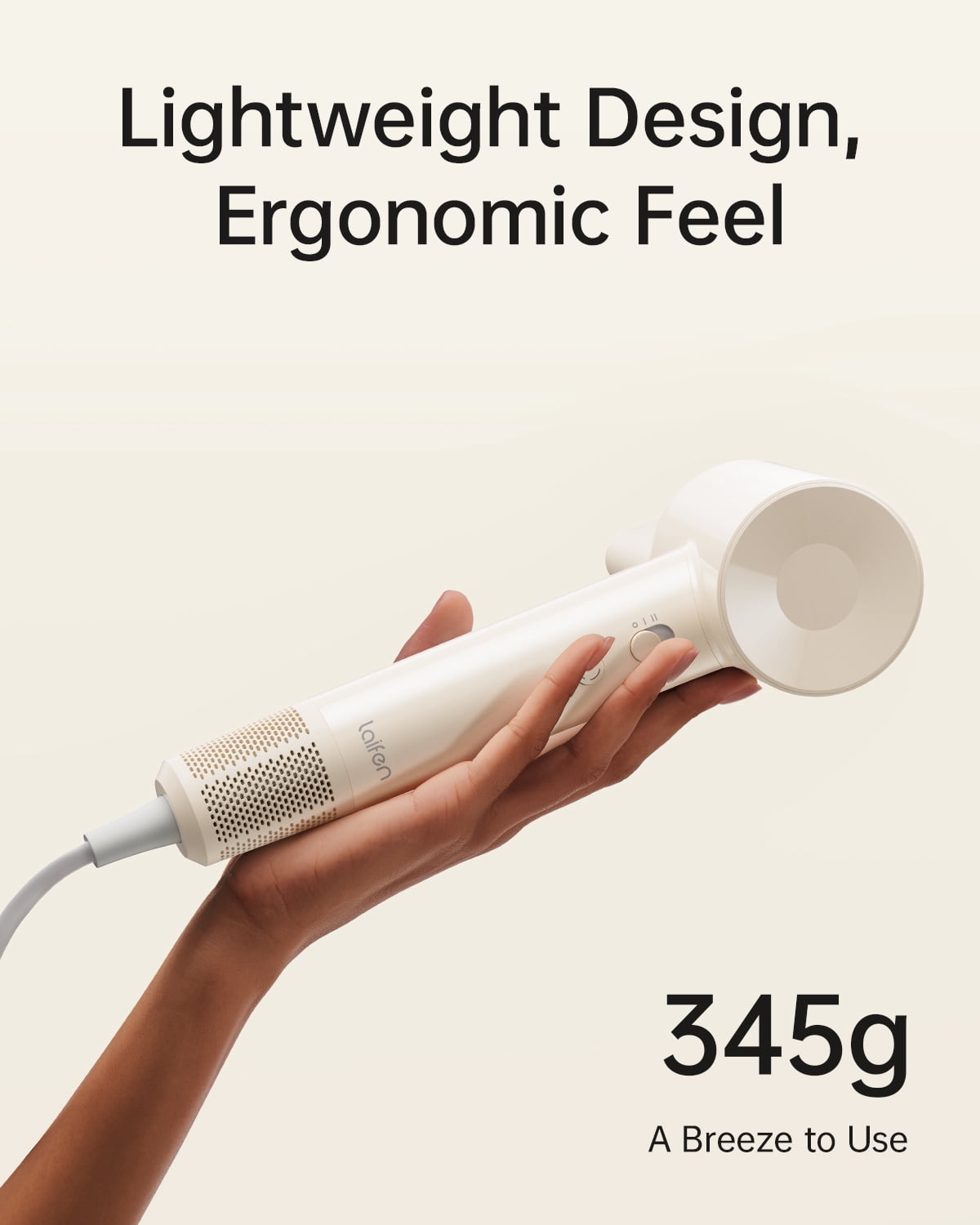Laifen SE Lite Hair Dryer, 100,000 RPM Ionic Blow Dryer, Smooth Nozzle - Tan