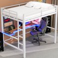 thumbnail image 3 of Full Size Metal Loft Bed With Gaming Desk And Led, White - Strong Construction, Design Frame Led , Versatile, Ample Space, 3 of 7