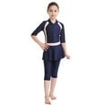 thumbnail image 5 of Glisme Girls Swimsuits Full Coverage Swimwear For Long Sleeve Swim With Skirt Swim Dress For Beach Pool Surfing Size 10-11 Years Navy, 5 of 8