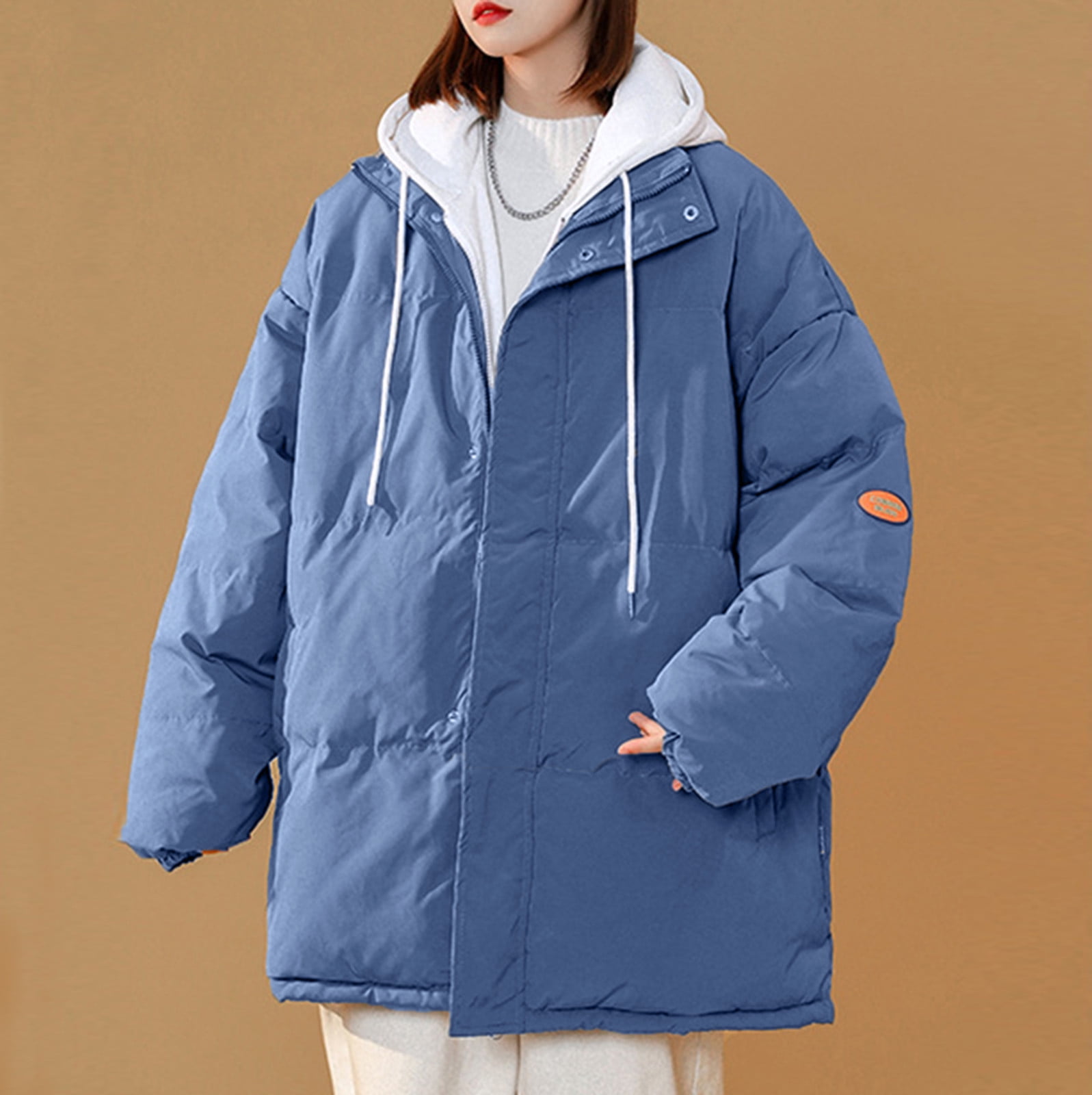 Hurrg Women Winter Hooded Loose Faux Fur Short Warm Quilted Padded Down Jacket with Pockets Hurrg Women Winter Hooded Loose Faux Fur Short Warm Quilted Padded Down Jacket with Pockets