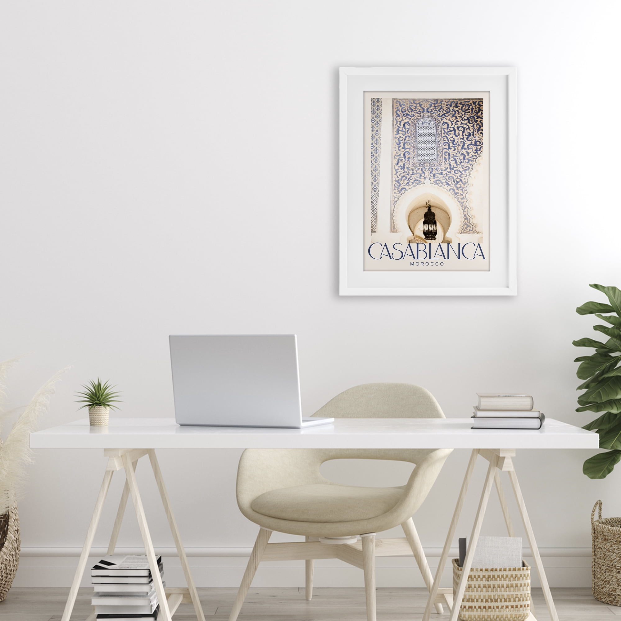 Stupell Industries Ornate Casablanca Architecture White Framed Print Under Glass, design by Emily Navas