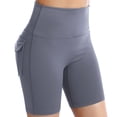 thumbnail image 6 of RYRJJ Womens Scrunch Workout Biker Shorts with Pockets Butt Lifting Stretchy Gym Running Yoga Booty High Waisted Shorts(Gray,S), 6 of 6