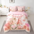 thumbnail image 3 of Homewish Romantic Valentine's Day Twin Bedding Sets 7-Piece, Kawaii Couple Gnome Bedding Comforter Set, Pink Rose Flower Reversible Sheet Sets, Breathable Home Decor, 3 of 8