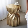 thumbnail image 5 of GZXS Gold Sculptural Accent End Desk, 14"Dia Hourglass Side Table with Swirl Design, Magnesium Oxide Garden Stool for Living Room or Entryway, No Assembly, 5 of 7