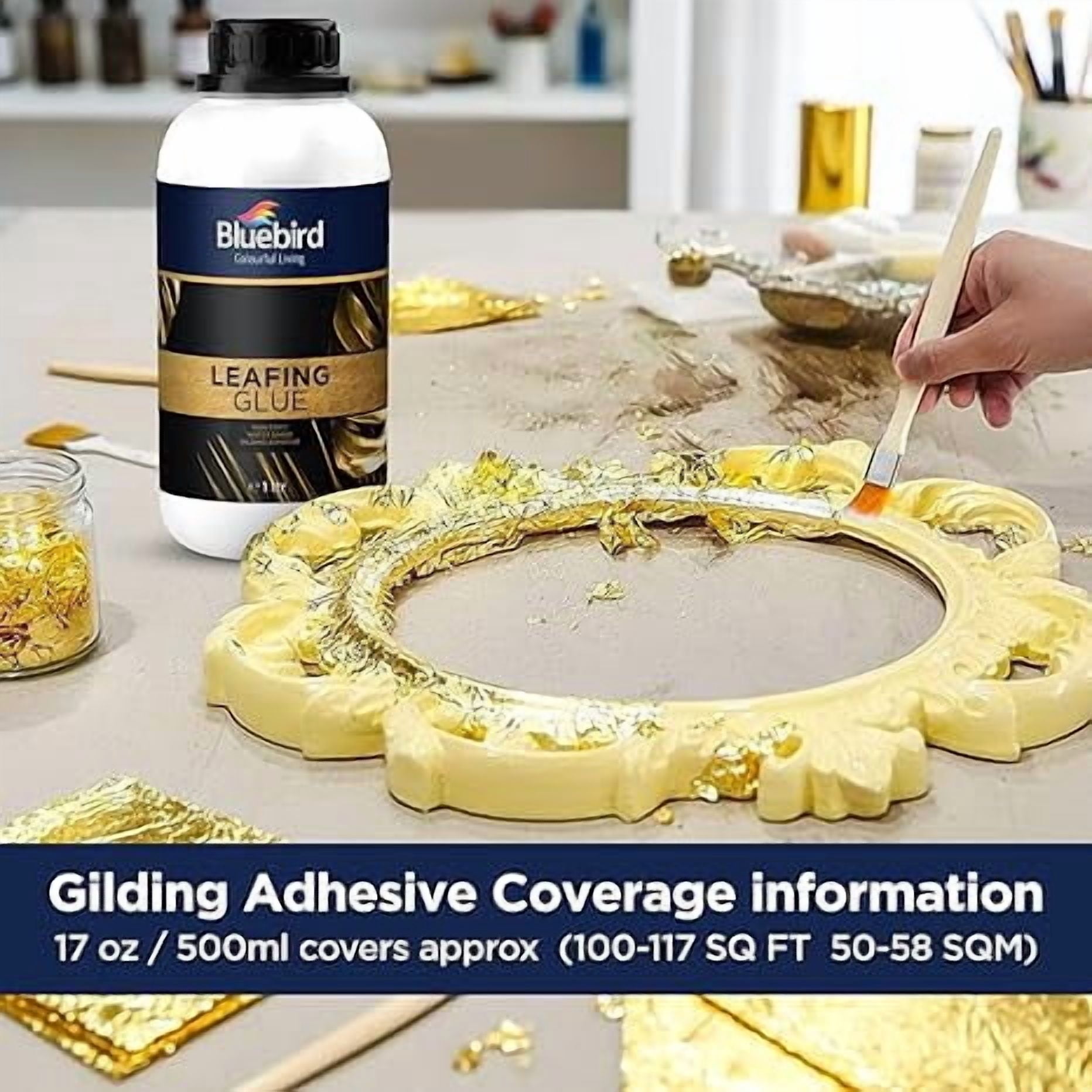 Bluebird Gold Leaf Adhesive 33.8 Fl Oz Gilding Adhesive, Leafing Glue for Art and Craft