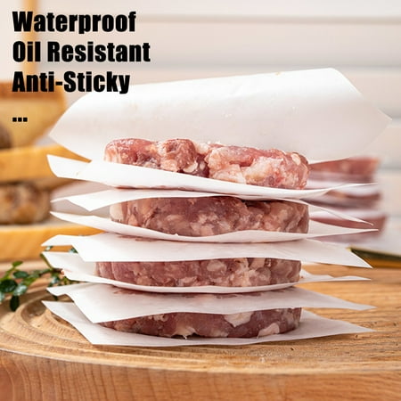 Specollect 100pcs Thickened Hamburger Patty Paper Non Stick Parchment Paper Squares Sheets for Patty Burger Press Ground Beef Freezing or Candy Wrappers Use for Oven Microwave or Freezer