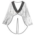 thumbnail image 5 of Aislor Women's Shiny Sequin Magician Dress Circus Ringmaster Steampunk Tailcoat Jacket Halloween Party Costume Silver 3XL, 5 of 7