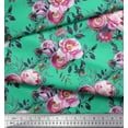 thumbnail image 3 of Soimoi Green Cotton Duck Fabric Ranunculus & Penoy Floral Print Fabric by the Yard 42 Inch Wide, 3 of 3