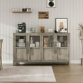 thumbnail image 3 of 55" Sideboard Buffet Cabinet with 4 Glass Doors – Modern Buffet Table, Coffee Bar & Wine Bar Display Cabinet for Kitchen, Dining Room, or Living Room (Grey), 3 of 8