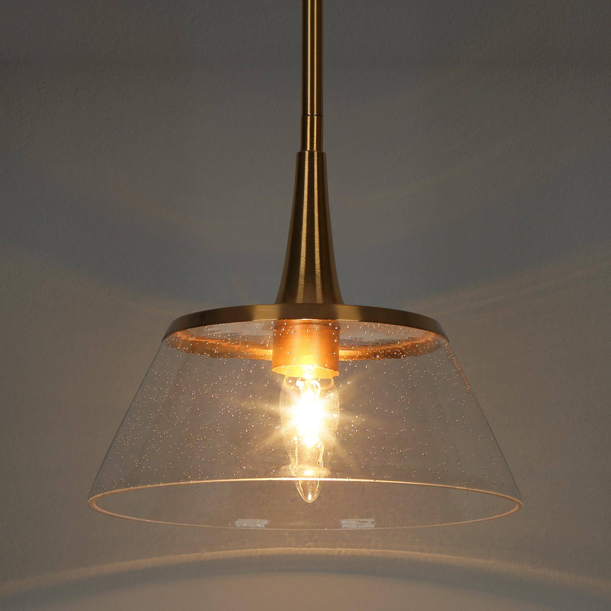 LNC Modern Gold Mini Pendant with Seeded Glass Shade for Kitchen or Dining Area