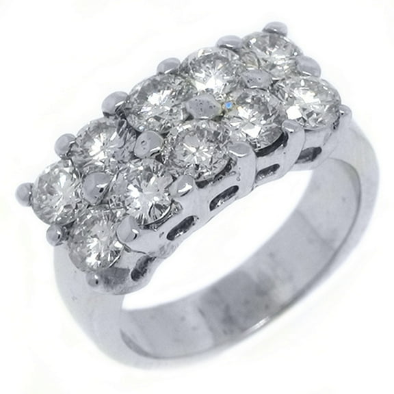 14k White Gold 2.50 Carats Brilliant Round 2-Row Diamond Wedding Band