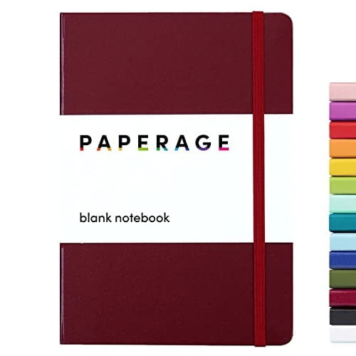 Cuaderno blanco PAPERAGE, (borgoña), 160 páginas, 5.7"x8" - papel grueso 100g/m², tapa dura