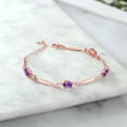 thumbnail image 3 of Gem Stone King 18K Rose Gold Plated Silver Purple Amethyst and White Topaz Tennis Bracelet for Women | 3.32 Cttw | Gemstone February Birthstone | Oval 7X5MM | 6 inch + 1 inch Extender, 3 of 3