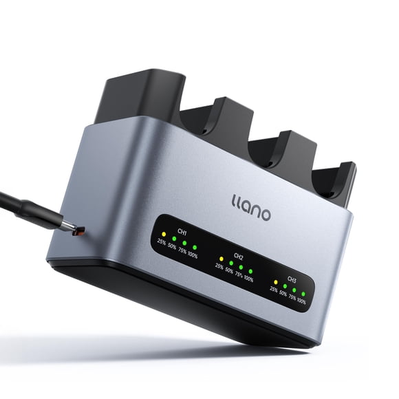 llano 30W NP-FZ100 Battery Charger: Fast Three Slot for Sony Camera Batteries A7III, A7IV, A6700, FX3, FX30, A9, A7C, A7CII, A7RV, A7RIII, A6600, ZV-