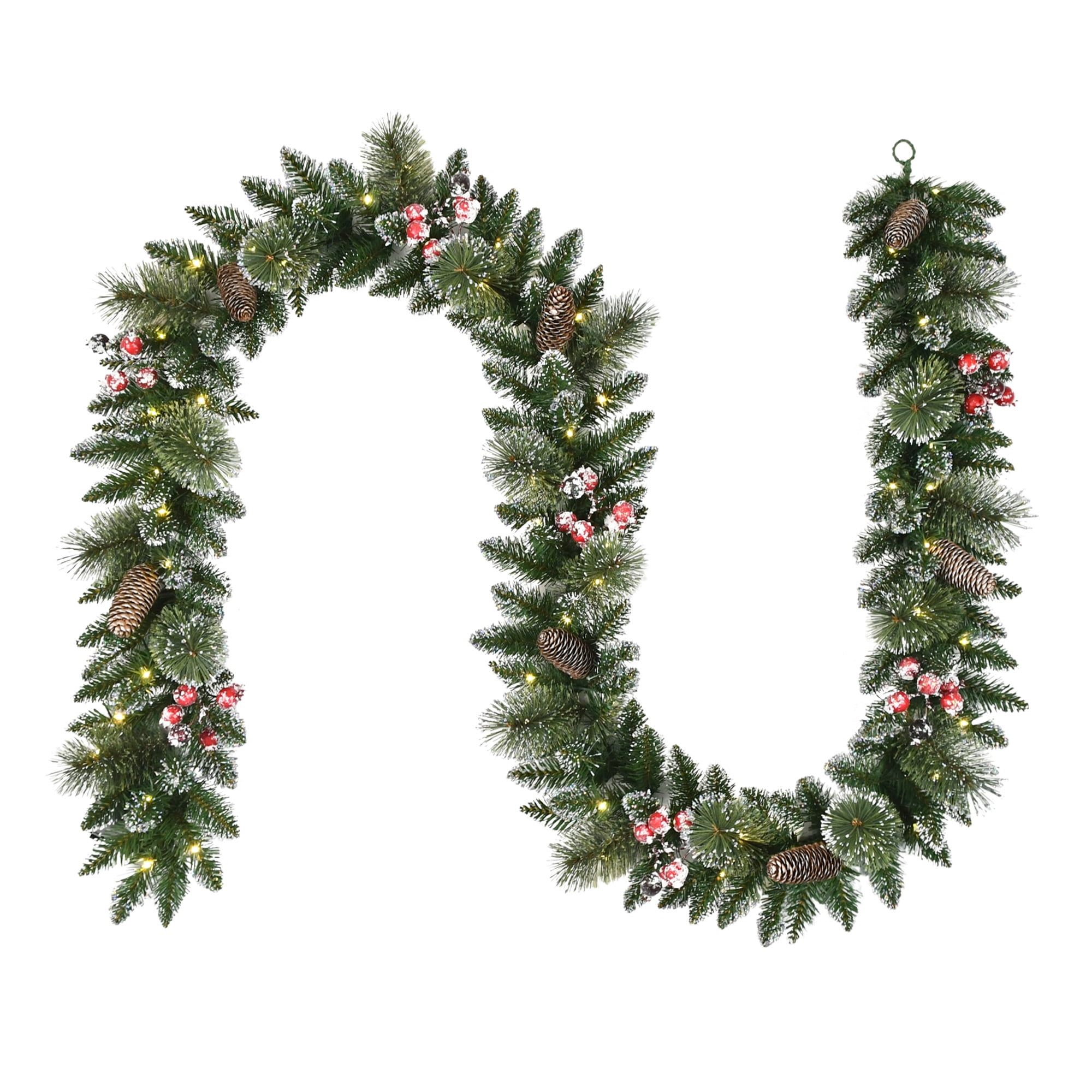 Holiday Time 9' Pre-lit Frosted Christmas Garland, Green, LED, 9` GLITTERED GARLAND