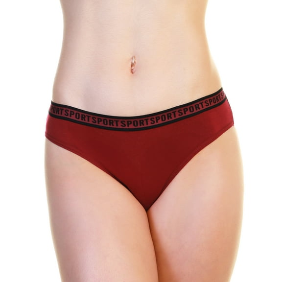 Angelina Cotton Bikini Panties with Sport Print Elastic Waistband (12-Pack)