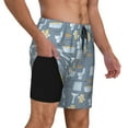 thumbnail image 2 of Yiaed Blue Bathroom Print Mens Swim Trunks Bathing Suit Compression Liner Beach Swim Shorts Swimwear Quick Dry Zipper Pocket No-Chafing Board Short-3X-Large, 2 of 6