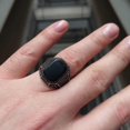 thumbnail image 4 of Anillo de hombre con piedra preciosa de ónix negro grande pulida Sailing Electrónica, 4 of 5