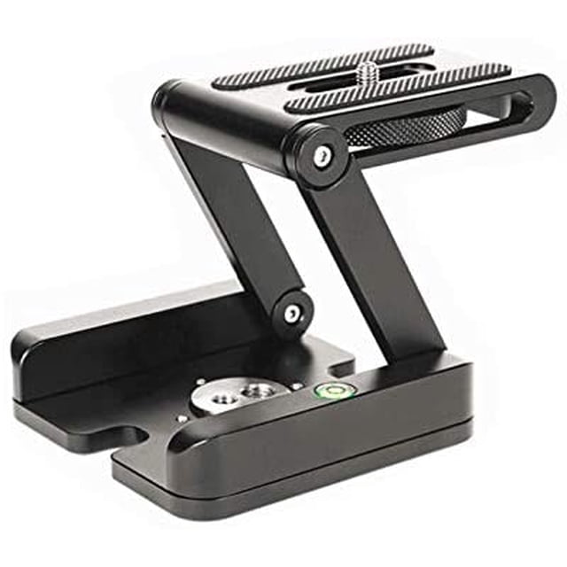 SUNTRADE Aluminum Alloy Z Flex Tilt Head Folding Quick Release Plate Stand Holder with Spirit Level Slide Rail for DSLR