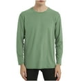 thumbnail image 2 of FAIWAD Mens Casual Plain Shirts Crew Neck Long Sleeve Lightweight Athletic Tops Quick Dry Workout Running Tees, 2 of 4