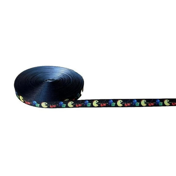 Pac-Man Black Border 0.75" Wide 3 Yards Long Repeat Ribbon