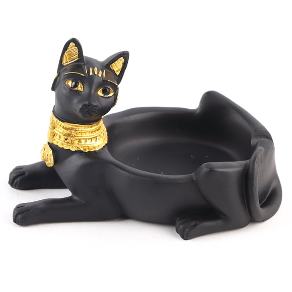 Pssopp Cenicero de Resina Vintage 5.1 x 3.5 en Egipcio Gato Negro cenicero Dios estatuilla Estatua Adornos de Oficina en casa decoración de Escritorio Ecomeon no