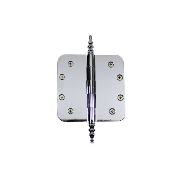 Renovators Supply Chrome Plated Brass Cabinet Door Hinge 5 in Kitchen Cabinet Hinge w/Removable Stainless Steel Radius Steeple Tip Pins and Hardware