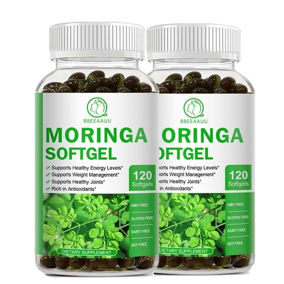 (2 Pack)Moringa Capsules, Plus Moringa Leaf Powder, Support Immune & Antioxidants, 120 Capsules
