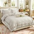 thumbnail image 5 of Boho Ruffled Comforter Set Super Soft Cozy Bedding Set with Pillowcases Elegant Chic Bedroom Decor Rustic Farmhouse Quilt Comforter 3 Pcs Set, 5 of 10
