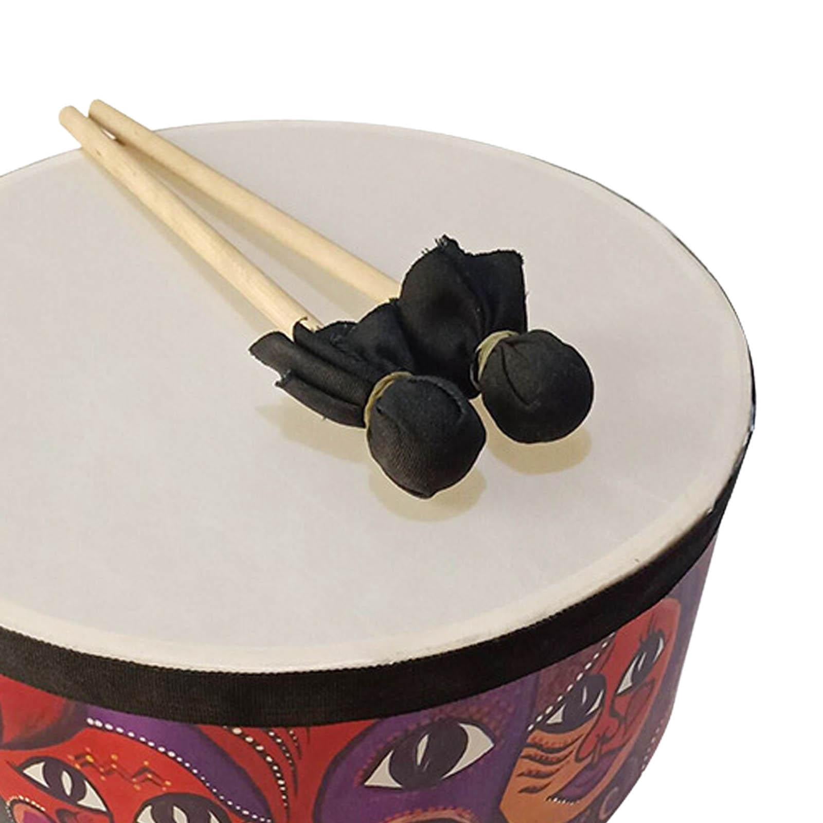 QccHieUs Wood Ground Drum Gift with 2 Mallets Educational Orff Percussion Rhythm Drum for 8inch