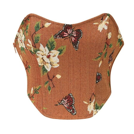 EINCcm Women Vintage Victorian Butterfly Print Renaissance Hem Overbust Corset Top