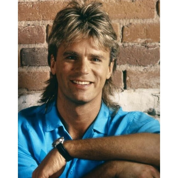 Richard Dean Anderson smiling studio portrait blue shirt MacGyver 24x36 poster
