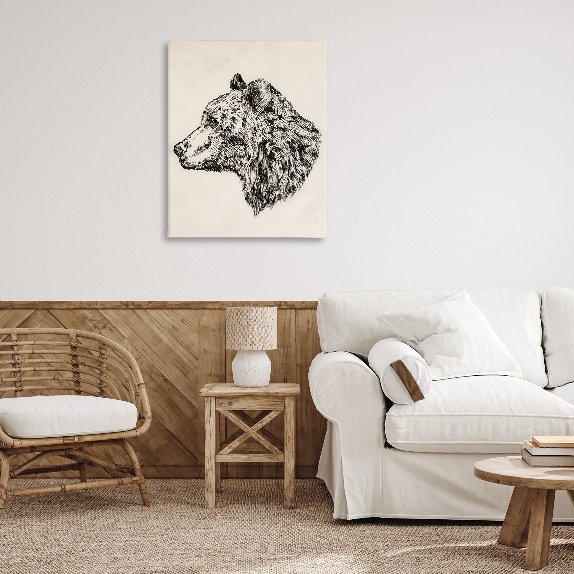 Stupell Industries Woodland Bear Drawing Animals & Insects Drawing Gallery Wrapped Canvas Art Print Wall Art, 30 x 40