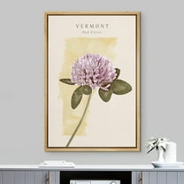 IDEA4WALL Framed Canvas Print Wall Art Vermont Purple Clover State Flower Floral Plants Illustrations Multicolor Rustic Minimal Wall Decor for Living Room, Bedroom, Office - 24"x36" Natural