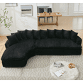 thumbnail image 3 of BUIORD 127" Curved L-Shape Sectional Sofa, Modular Cloud Couch with 10 Pillows, 4-Seater High-Resilience Foam Upholstered Couches, No Assembly Required, Black, 3 of 9