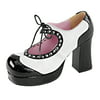 Womens Block Heel Shoes Black White Pumps Heart Cut Out Studs 3 3/4 Inch Heels
