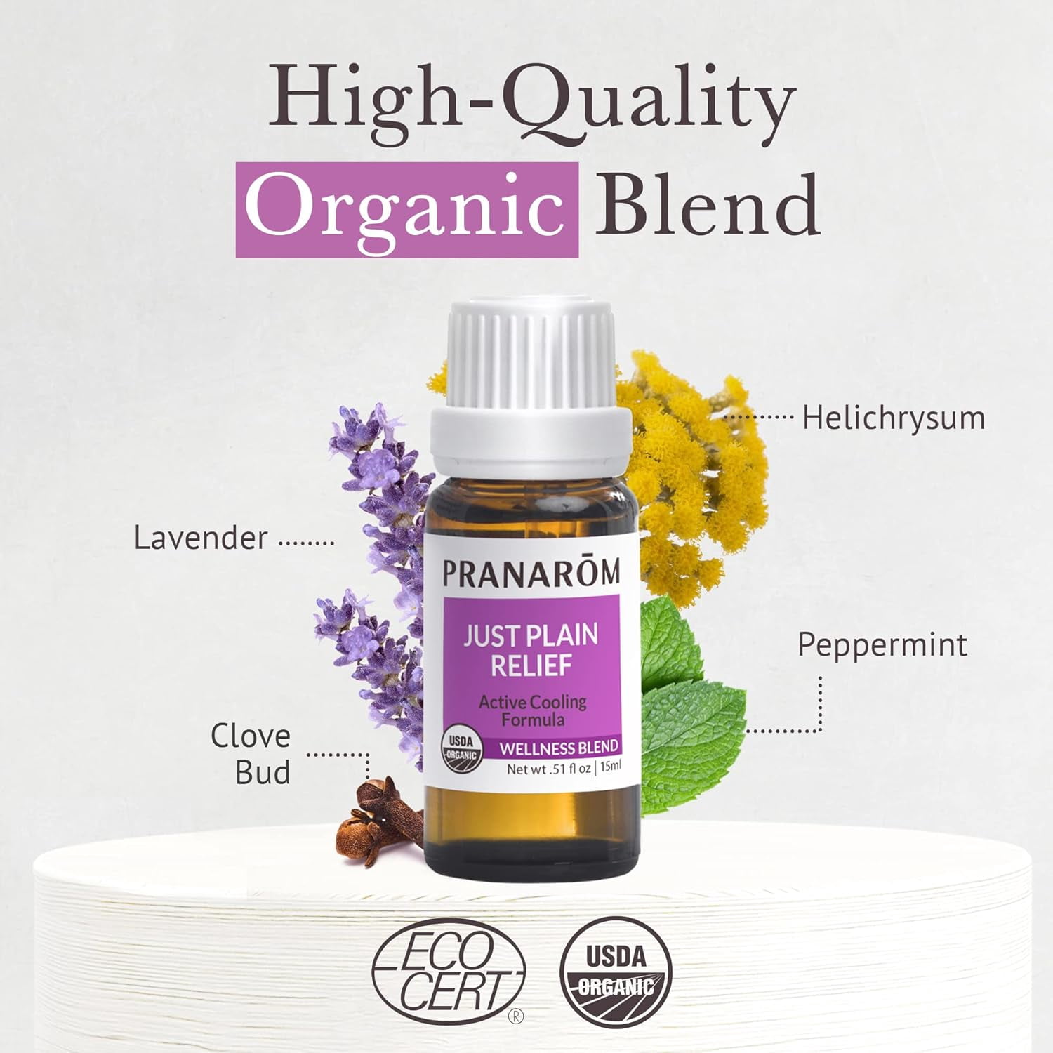 Pranarom Just Plain Relief Organic Clove & Peppermint Essential Oil Blend, 15ml
