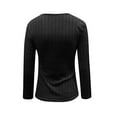 thumbnail image 3 of Deep V Neck Wrap Sweater Womens Long Sleeve Slim Fitted Knitted Jumper Top Black S, 3 of 5