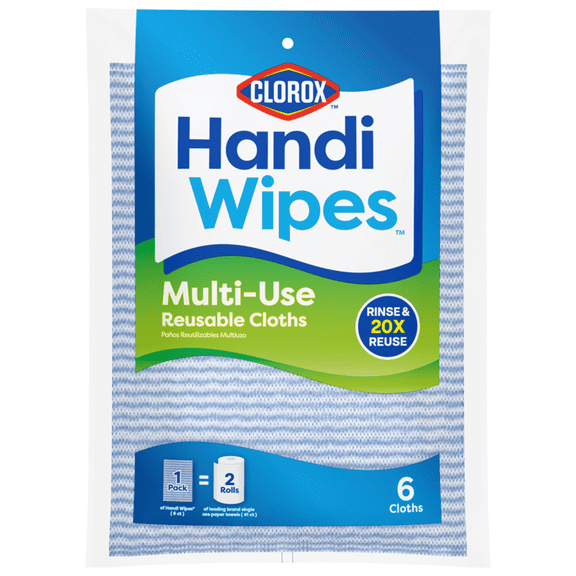 Clorox Handi Wipes Multi Use Reusable Cloth, 1.60 sq ft, 6 Count, Shelf Stable, New