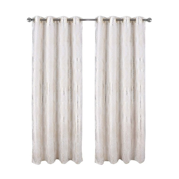 RT Designer Collection Hailey Halo Foil Blackout Grommet Curtain Panel 52" x 90" White